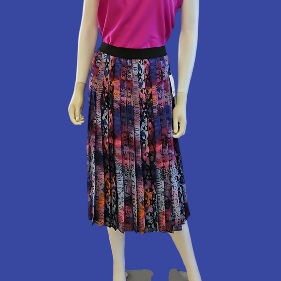 VTG BAR III Rainbow Python Sunset Snakeskin Pleated Accordian Chiffon Skirt - Picture 1 of 10